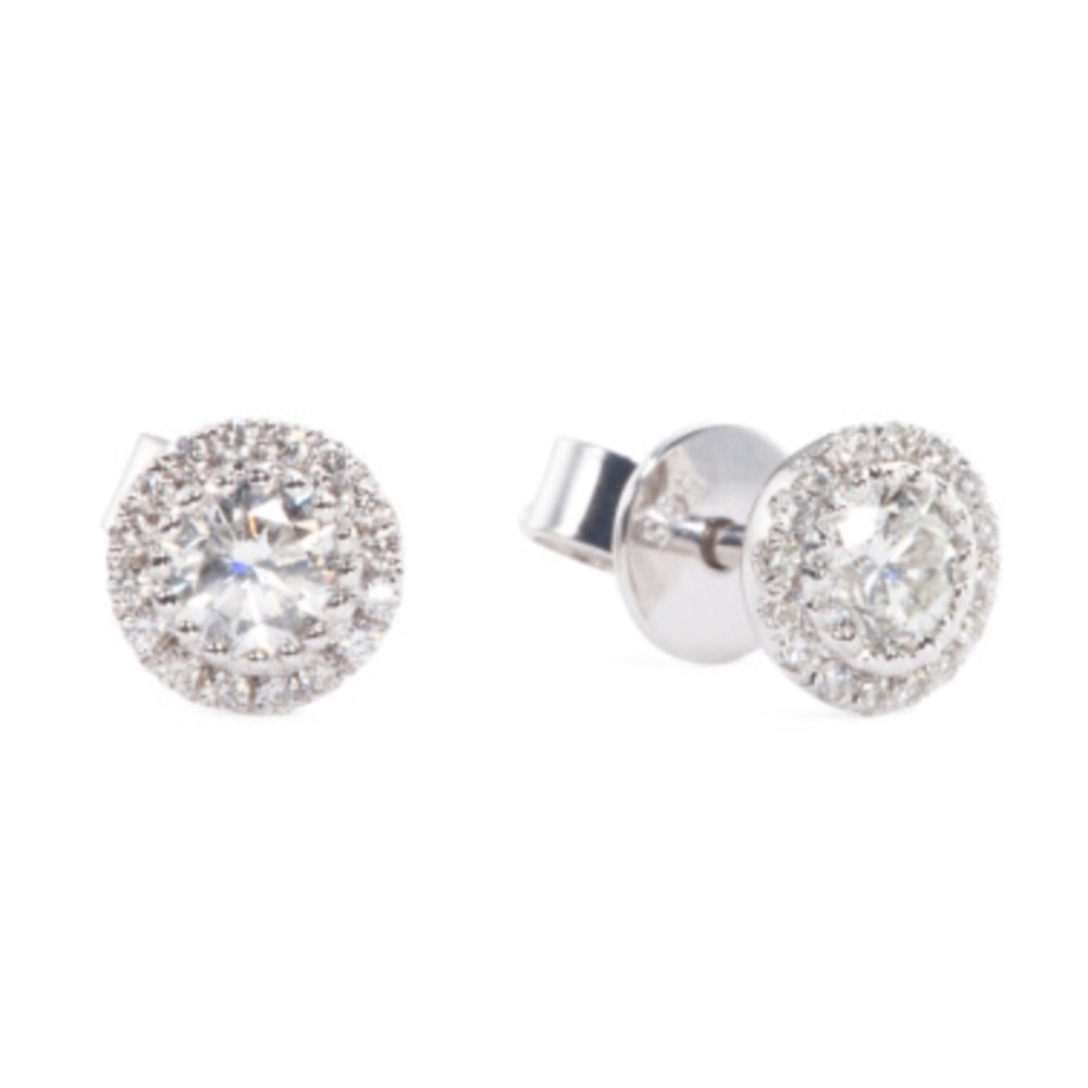14k Natural Diamond Halo Earrings